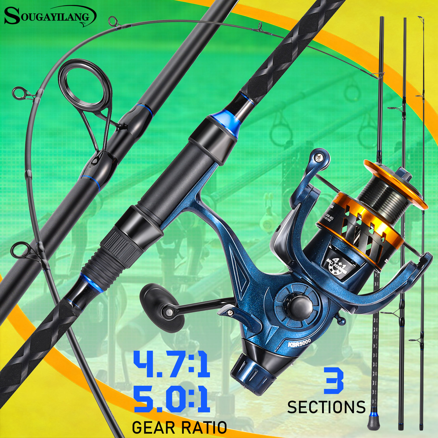 Sougayilang 3 Sections Surf Fi – Fishing Rod Combo recenzja i cena